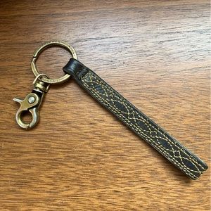Frye Company Keychain - Leather, Gold Ring Keychain